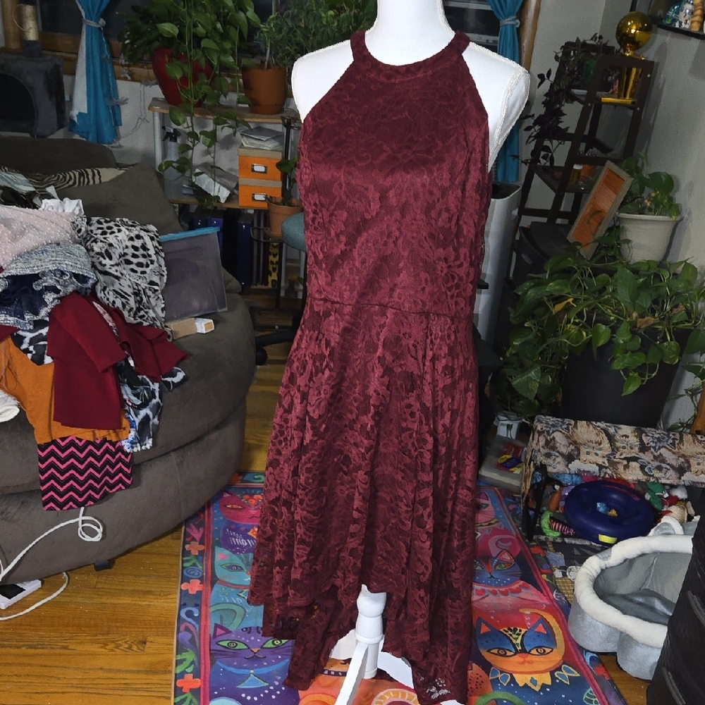 NWOT Elegant Burgundy Lace Dress